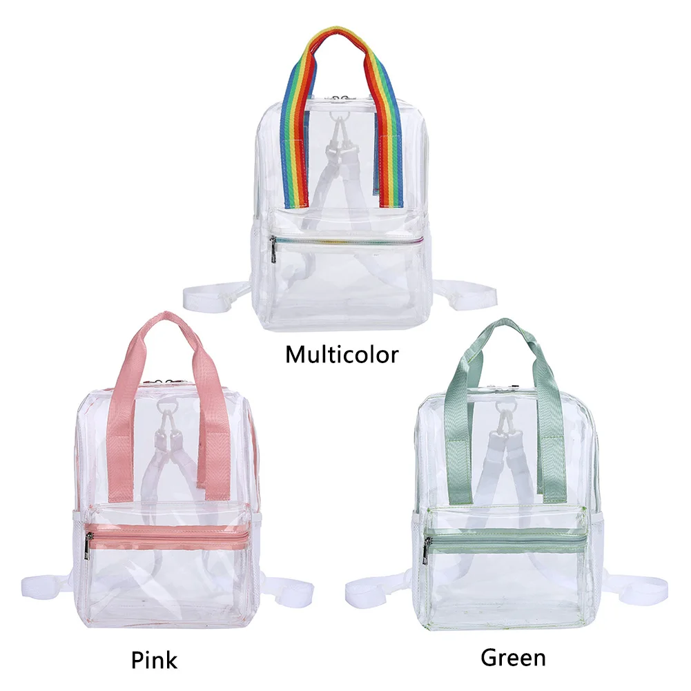 Women Clear Casual Backpack Waterproof Transparent Tote Handbag Large Capacity Clear Double Shoulder Bag Female Outdoor Backpack