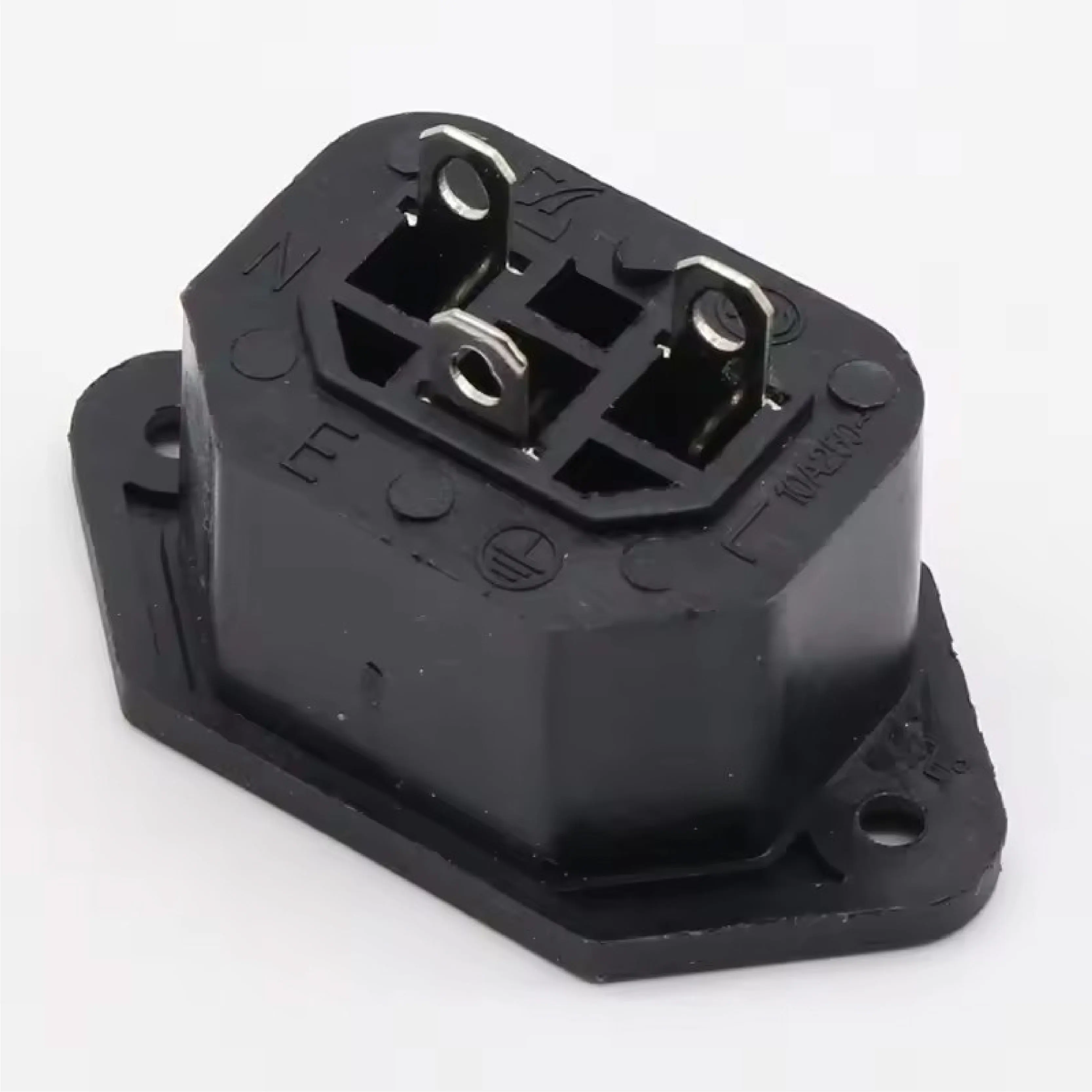 3 Pin AC-04F IEC Female Inlet Socket 3 Pin Fused Power Connector for Chassis Panel Mount 10A 250V