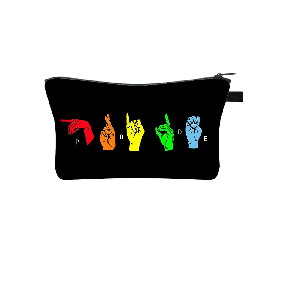 LGBT Rainbow Heart Cosmetic Bags lesbiche Gay Pride borsa per il trucco portatile borse per la bellezza Gay borsa per il lavaggio delle signore Organizer da viaggio