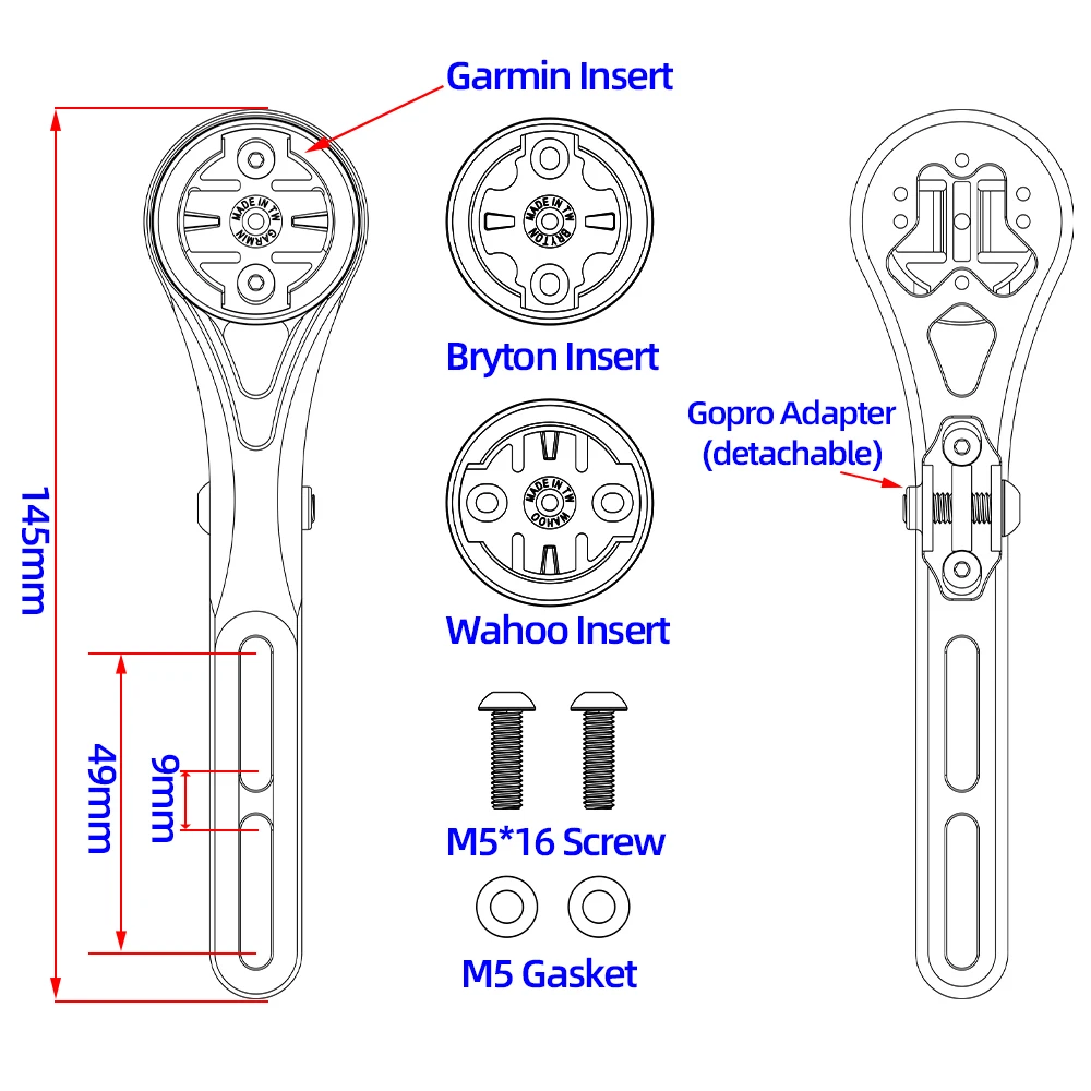 Aluminum Road Bike Integrated Aero Handlebar Cycling Computer Combo Mount Holder Bracket For Garmin Wahoo Bryton Gopro Headlight