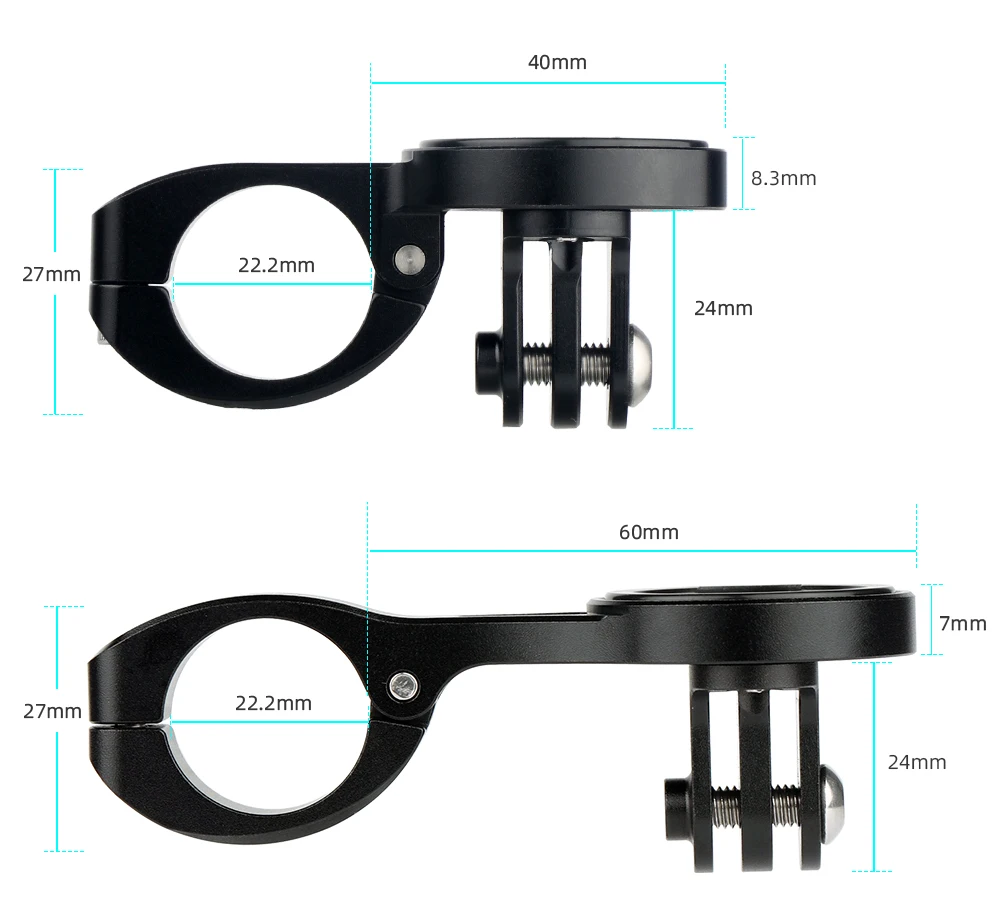 Deemount Fahrradcomputerhalter Ständer TT Lenker Tachohalterung inkl. 3 Adapter für GARMIN Bryton Wahoo, passend für GoPro-Kamera – Detail 3