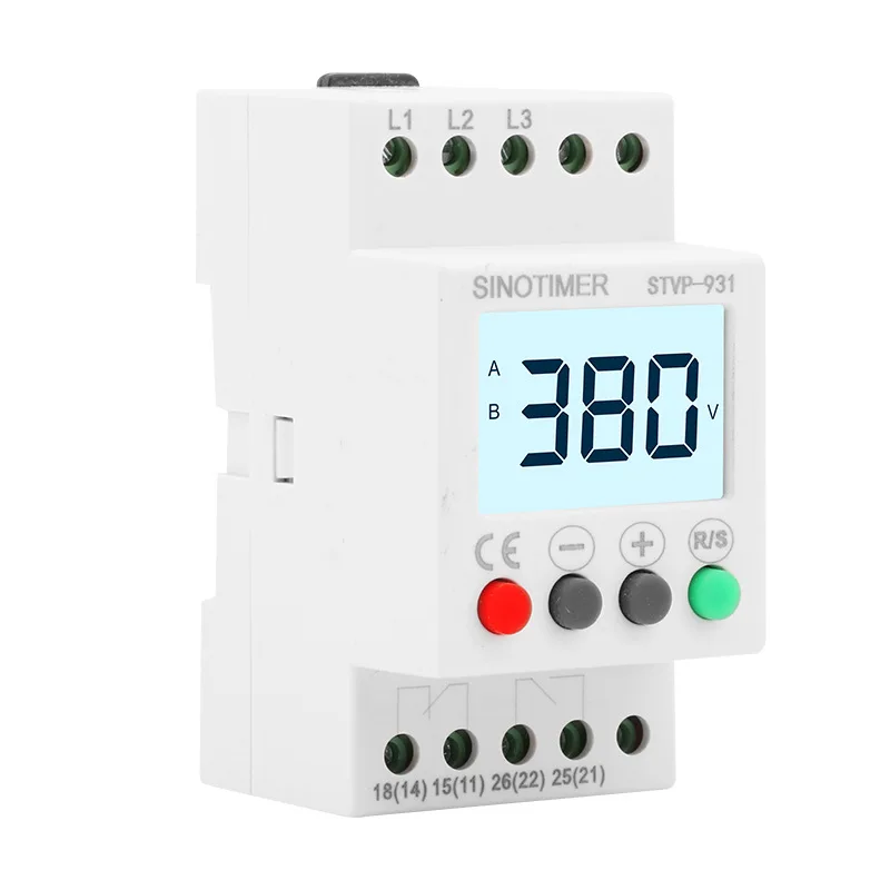 Din Rail Adjust 3 Phase 380V Voltmeter Over Under Voltage Monitor Sequence Protector Overvoltage Meter Protective Devices Relay