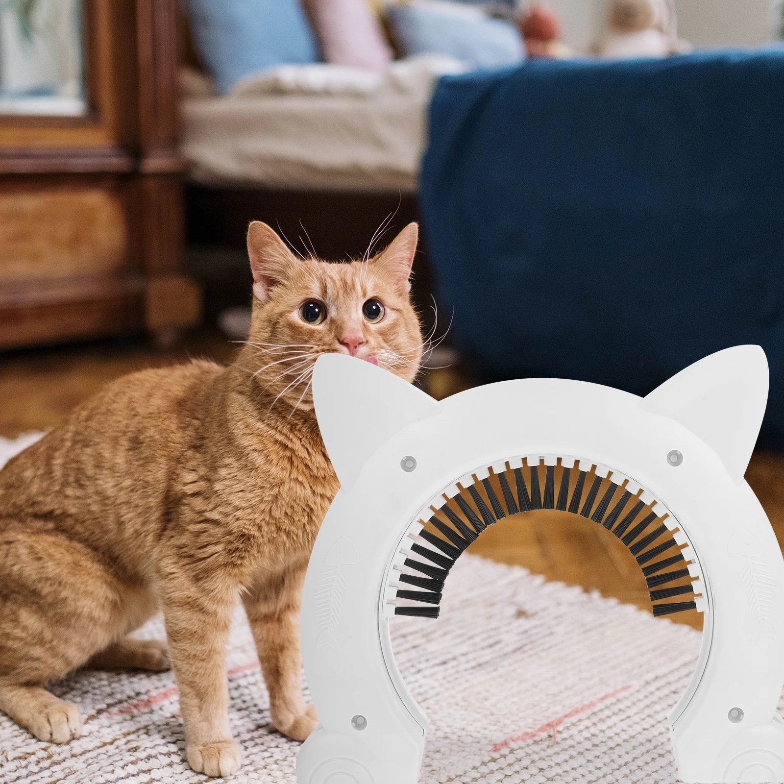 

Cat Interior Pet Plastic Cat Door Pet Interior Door for Dogs Kittens Grooming Brush Sturdy ABS Safe Durable Practical DIY Gate