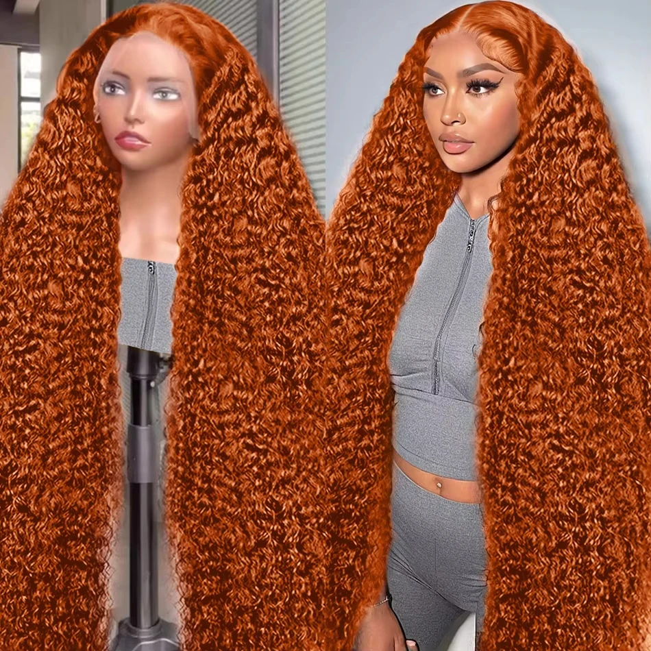 30 Inch 350Orange Lace Front Wig Loose Deep Wave Curly Lace Front Human Hair Wigs Water Wave 13x4 13x6 HD Lace Frontal Wigs