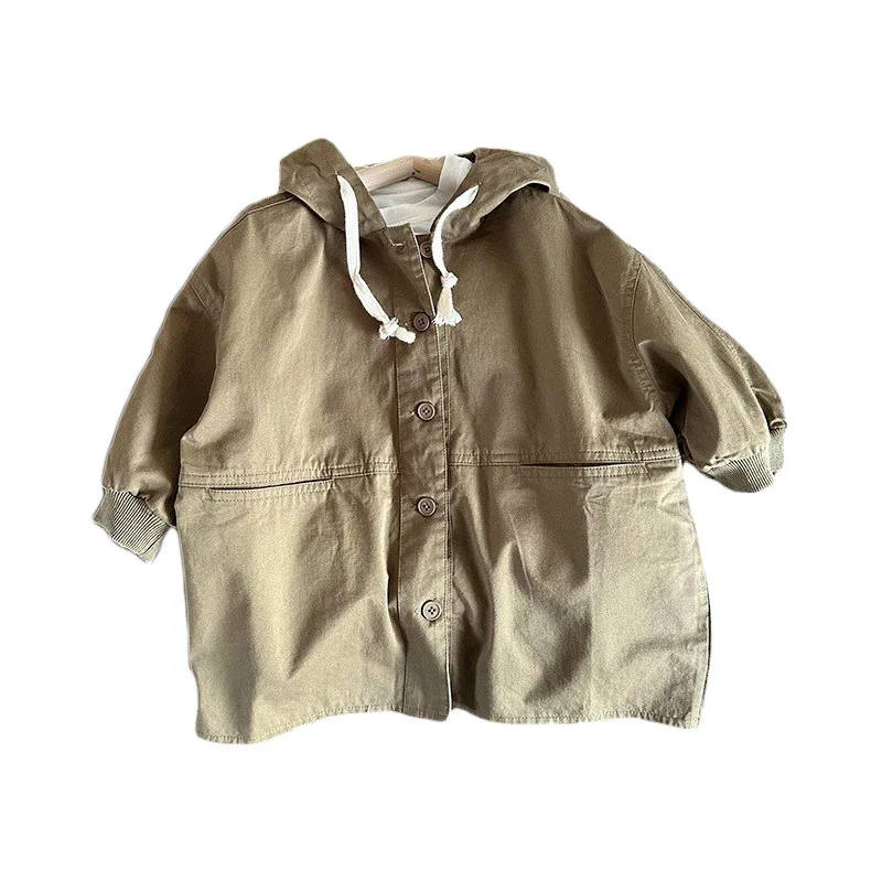 Korean children\'s wear boy Korean version coat spring and autumn children all casual trench coat western style girl baby long