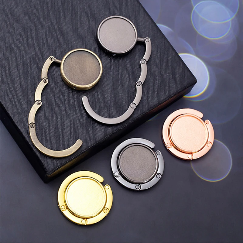Portable Folding Bag Hanger Handbag Hook Holder Table Hook Alloy Purse Bag Holder Circle Shape Bag Hook Travel Outdoor Accessori