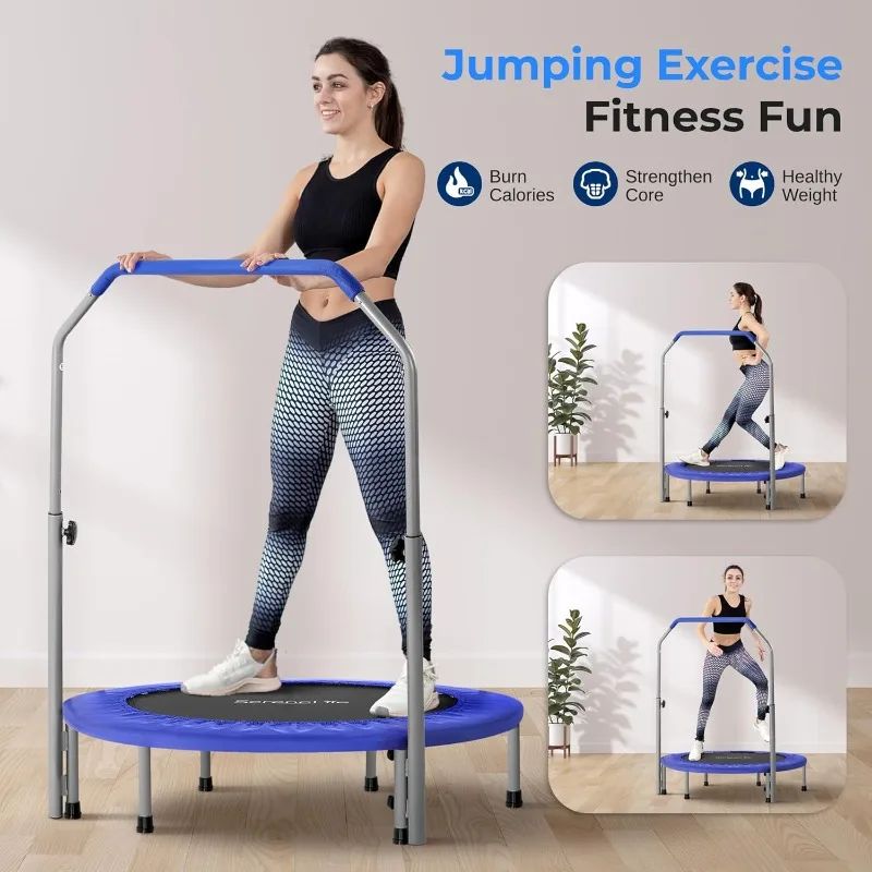 Life 36/40" Foldable Mini Trampoline - Compact Fitness Trampoline for Kids Adults, Exercise Rebounder with Foam Handle, In