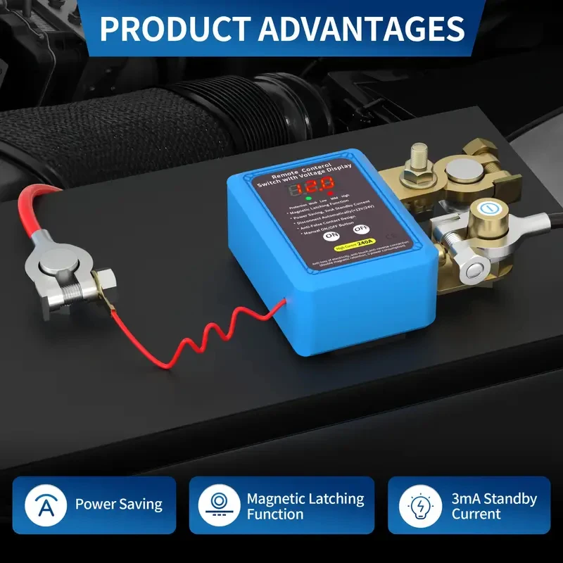 Remote Battery Disconnect Switch 12V 240A Kill Switch Automatic Power Shut Off Switch Remote Control Switch For Auto