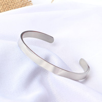 New Classic Simple Men Bracelet Open Adjustable Glossy Stainless Steel Bracelet BR1133