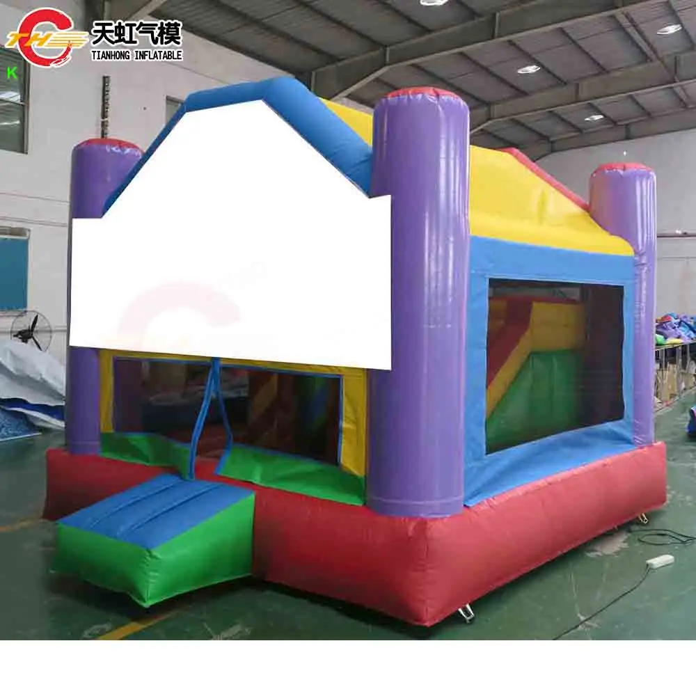 4x4m Commerciële Springkussen met Glijbaan en Obstakels 4 IN 1 Lucht Springkasteel voor Kinderen met Blower