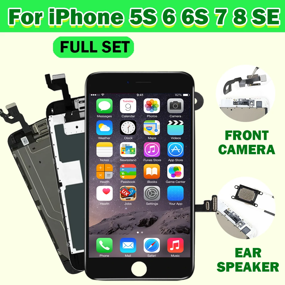 LCD Display For iPhone 5S 6 6S 7 8 Plus SE 2020 SE2 Screen Full Set Replacement Touch Digitizer Complete Assembly+Front Camera