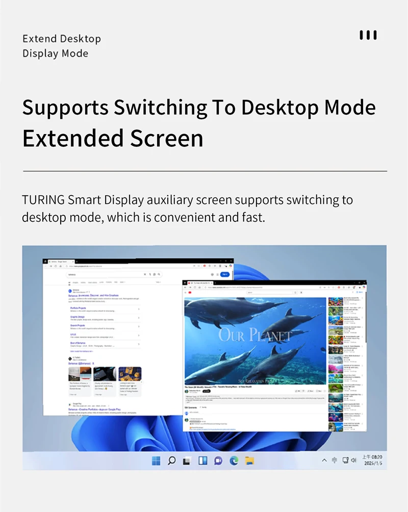 8 Inch Secondary Screen TURZX 1280*800 IPS USB LCD CPU GPU RAM Computer Monitor Extende Desktop For Windows 10 11