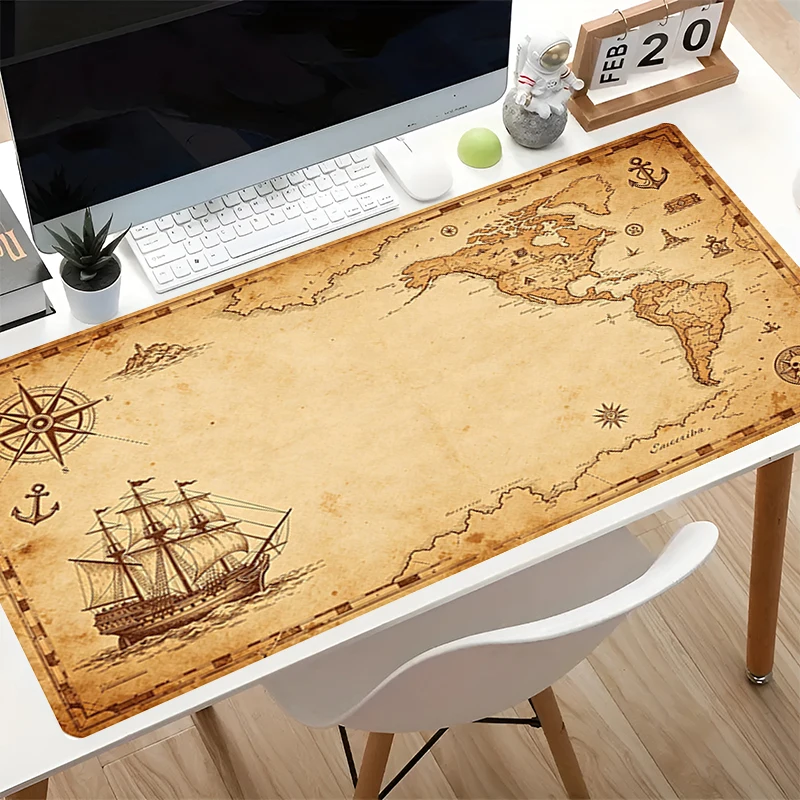 Hot Mouse Pad Large PC Computer Desk Mat Retro Treasure Map Anti-Fray Gaming Mousepad Anime Keyboard Gamer Accessories Table Pad