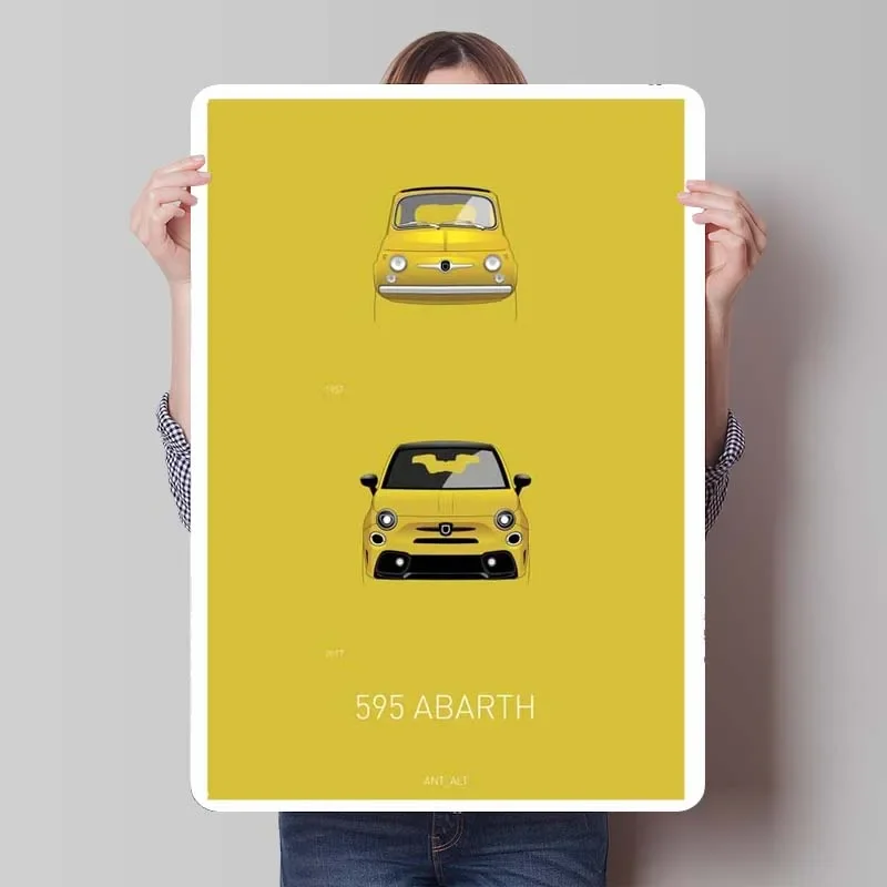 595 Abarth Car Tinplate Sign Poster Decoration for Home Decorators Accessories Metal Sign for Garage Wall Art Decoration Retro