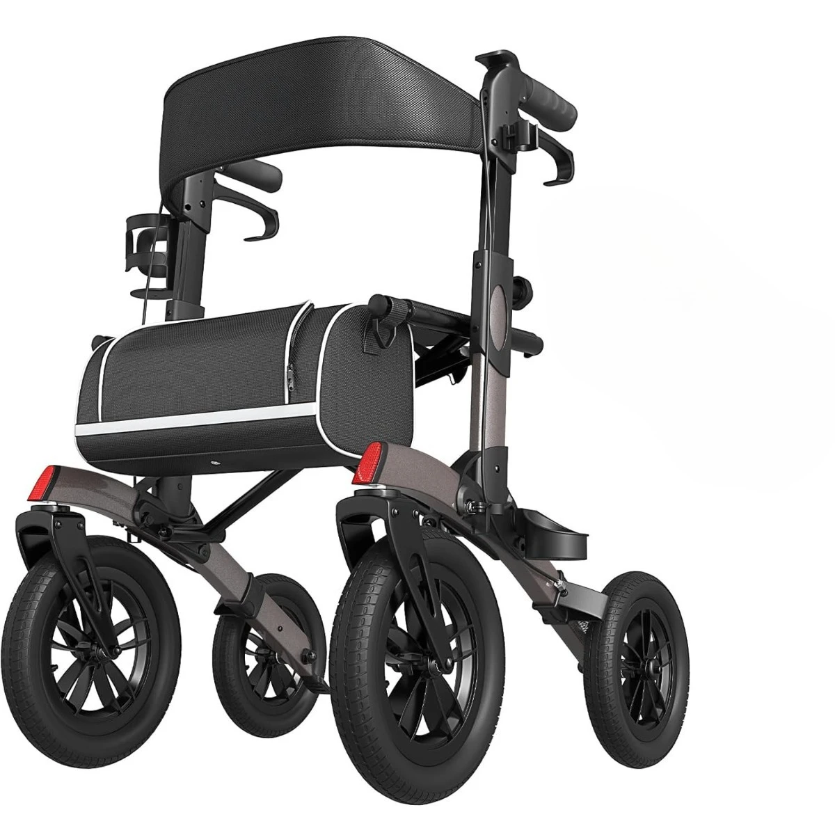 Lichtgewicht opvouwbare rollator, draagbaar mobiliteitshulpmiddel met verstelbaar handvat