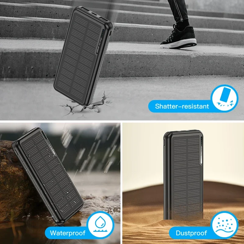 20000mAh Solar Power Bank Fast Charging External Battery Outdoor Portable Phone Charger For Xiaomi iPhone 15 14 13 12 Pro