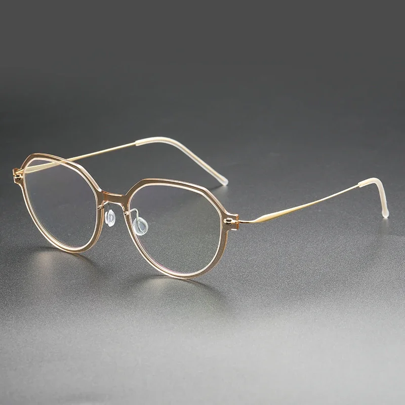 Optical Glasses for Women Round Denmark Linde 6582 Titanium No Screw Korea Glasses Frames Optical Ultra-light Business