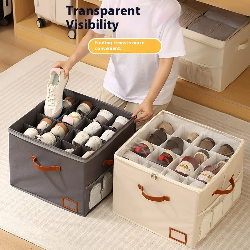 

Foldable Shoe Boxes with Clear Window Stackable Shoe Organizer & Storage Bins, Multi-Compartment Closet Shelves Organizer