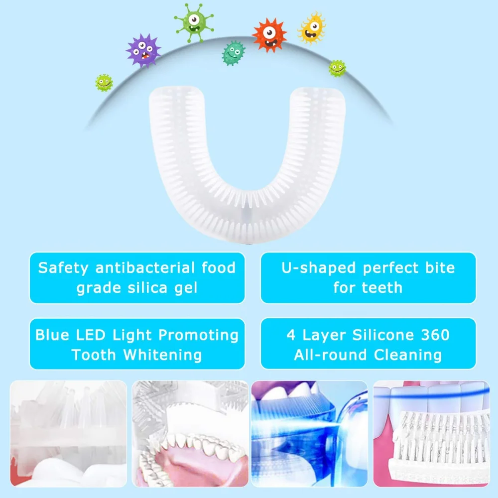 Sonic Electric Toothbrush 360 Ultrasonic Toothbrushes USB Rechargeable Tooth Brush for Adults Child Teeth Whitening U Shape