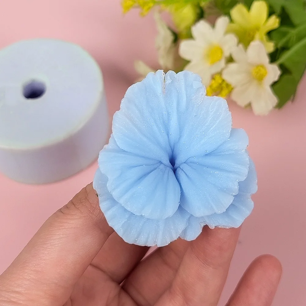 3D viola cornuta Flower Moulds Flowers Soap Molds Silicone Candle Mold Wedding Birthday Valentine's Day Clay Resin  ﻿