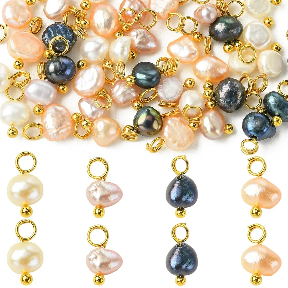 40pcs Baroque Freshwater Pearl Charms Dangle Pendants for DIY Bracelet Earring Necklace Handmade Jewelry Making Supplies Crafts