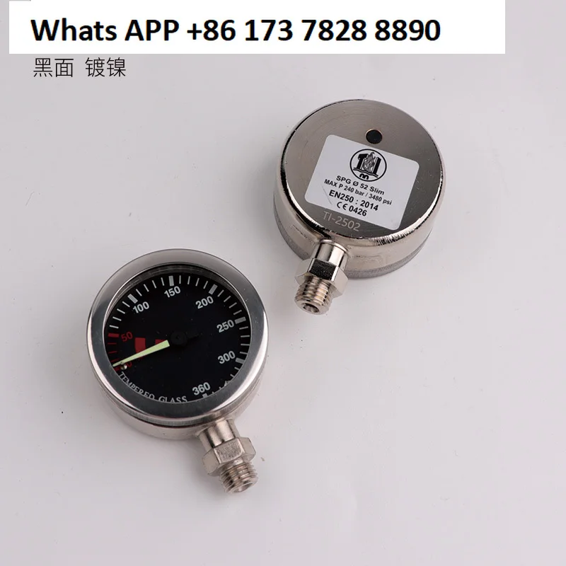Cost-effective 52MM tempered glass surface, diving luminous residual pressure gauge, gas cylinder pressure gauge, metal spg