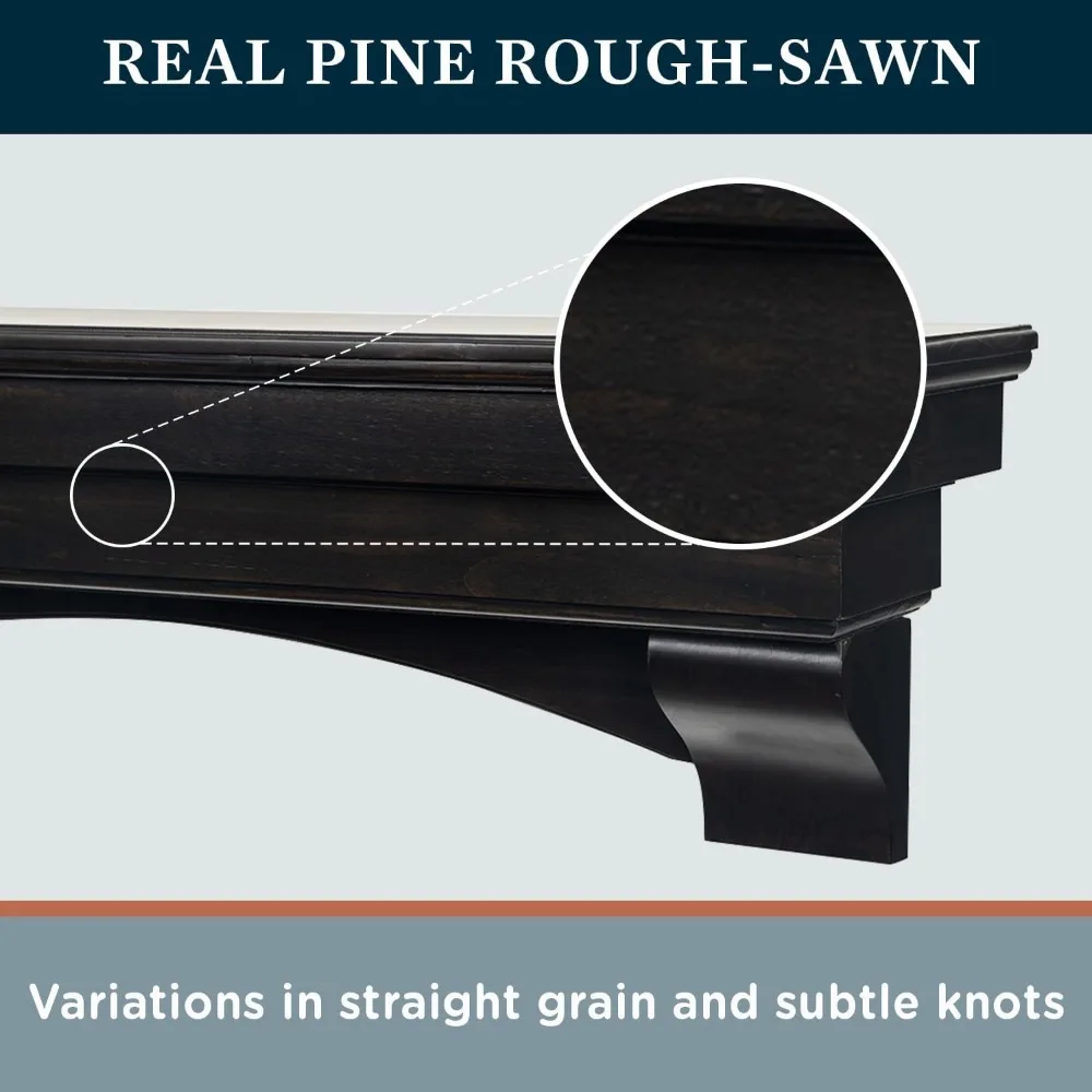 رف حائط خشبي ريفي إسبرسو 72 مع كوربل مقوس |   سالم ستايل مانتل