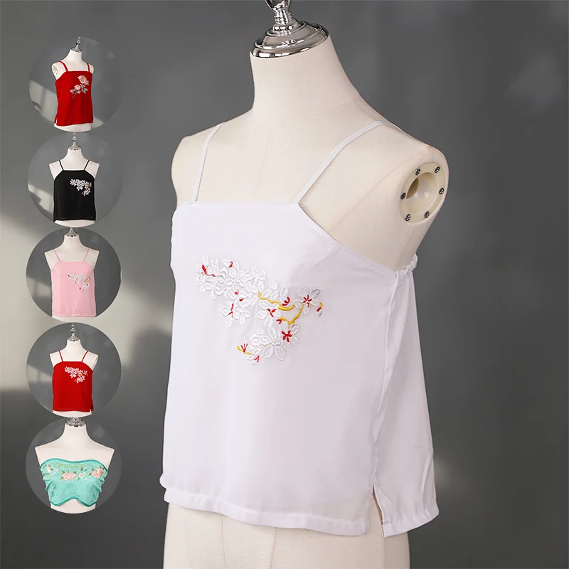Chinese Traditional Camisoles Ethnic Style Chinese Blouse Lining Inside Tops Embroidery Shirts Hanfu Dance Performance Tank Tops