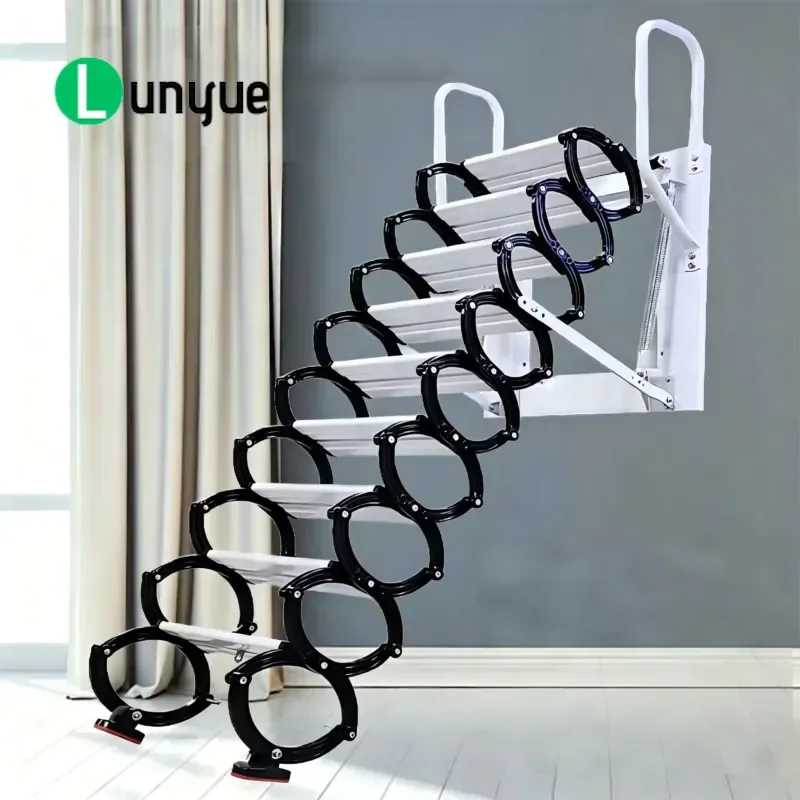 Modern Automatic Electric Loft Ladder Reinforced Cold Rolled Steel Telescopic Staircase With Remote Control For Home Attic