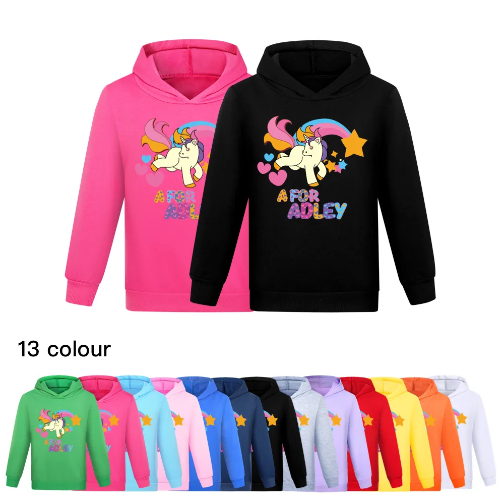 

A for Adley Kids Clothes Cotton Girls Hooded Sweater Sweatshirt Boys Anime Game Pullover Hip Hop Teenage Children Clothing