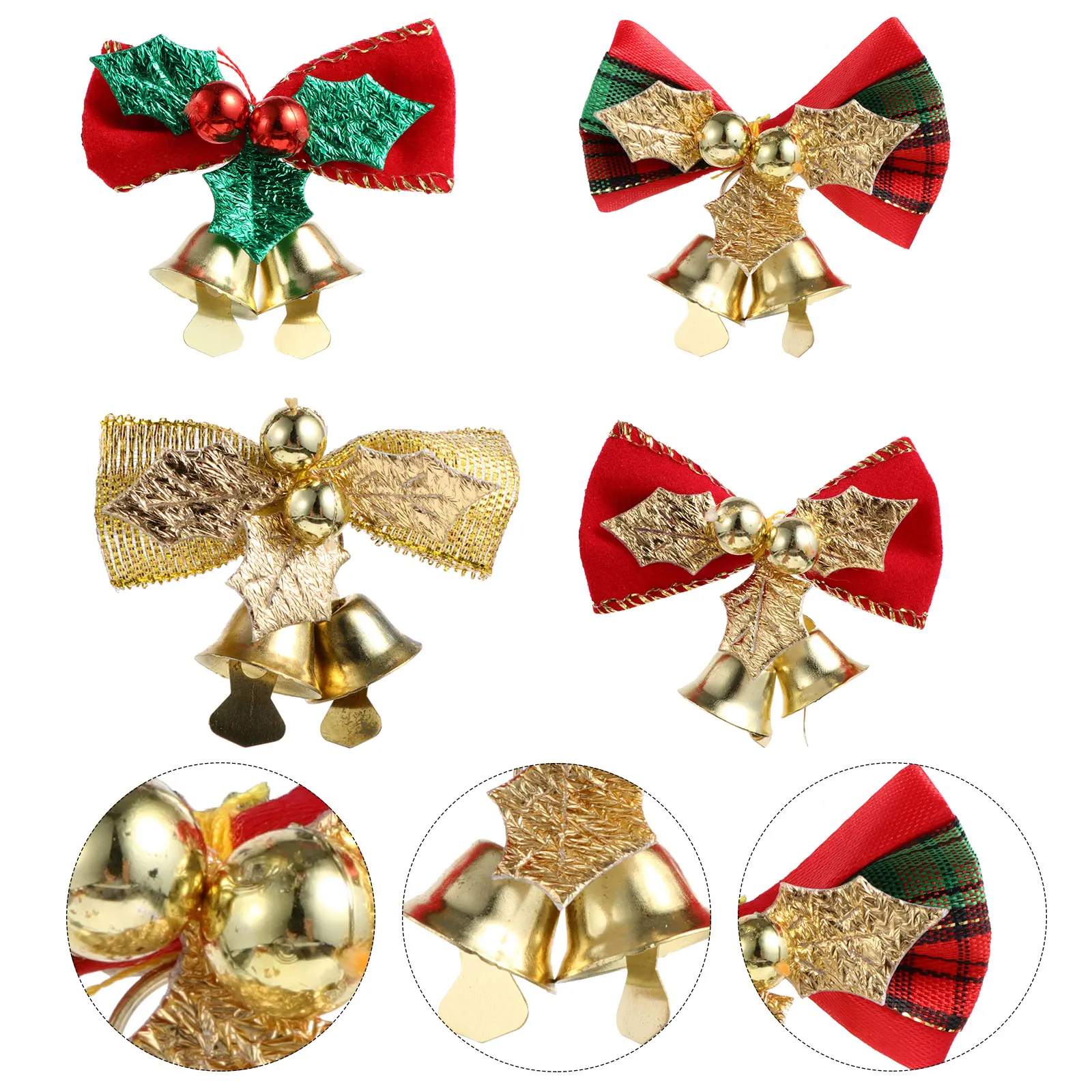 

16Pcs Christmas Tree Adornments Classic Bowknot Bells Decoration Perfect Xmas Tree Decor Pendant Set Xmas Bowknot