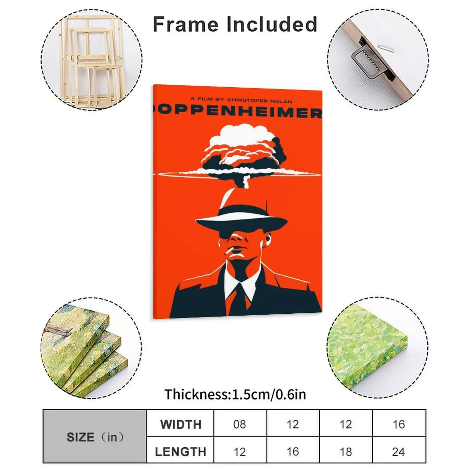 Oppenheimer Canvas Painting Poster Garage Wall Decor Custom Pub Club Framed Wall Paintings