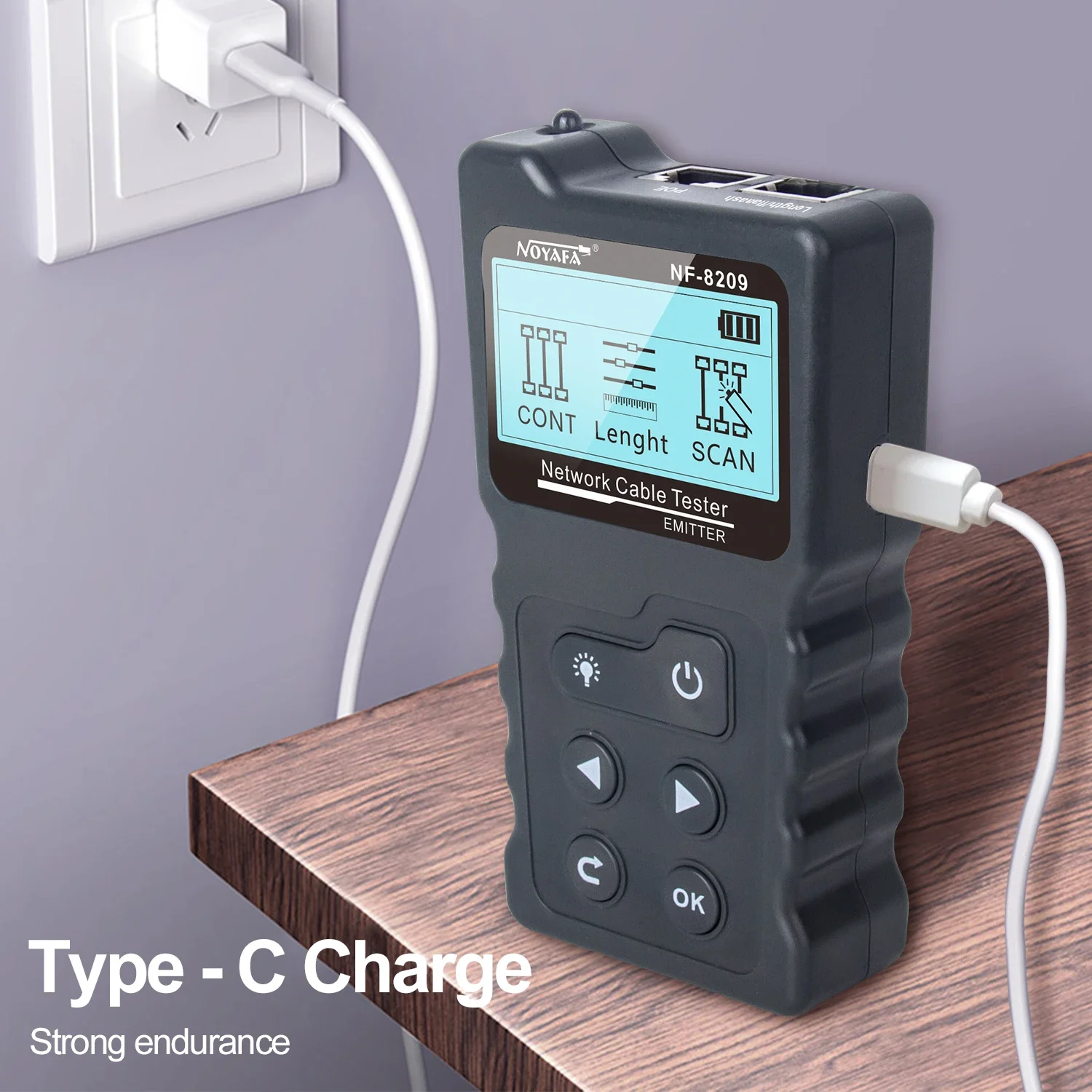 Noyafa NF-8209 اختبار كابل الإنترنت شاشة الكريستال السائل قياس طول كابل RJ45 كابل المقتفي utp أداة اختبار متعددة الوظائف الشبكة #4