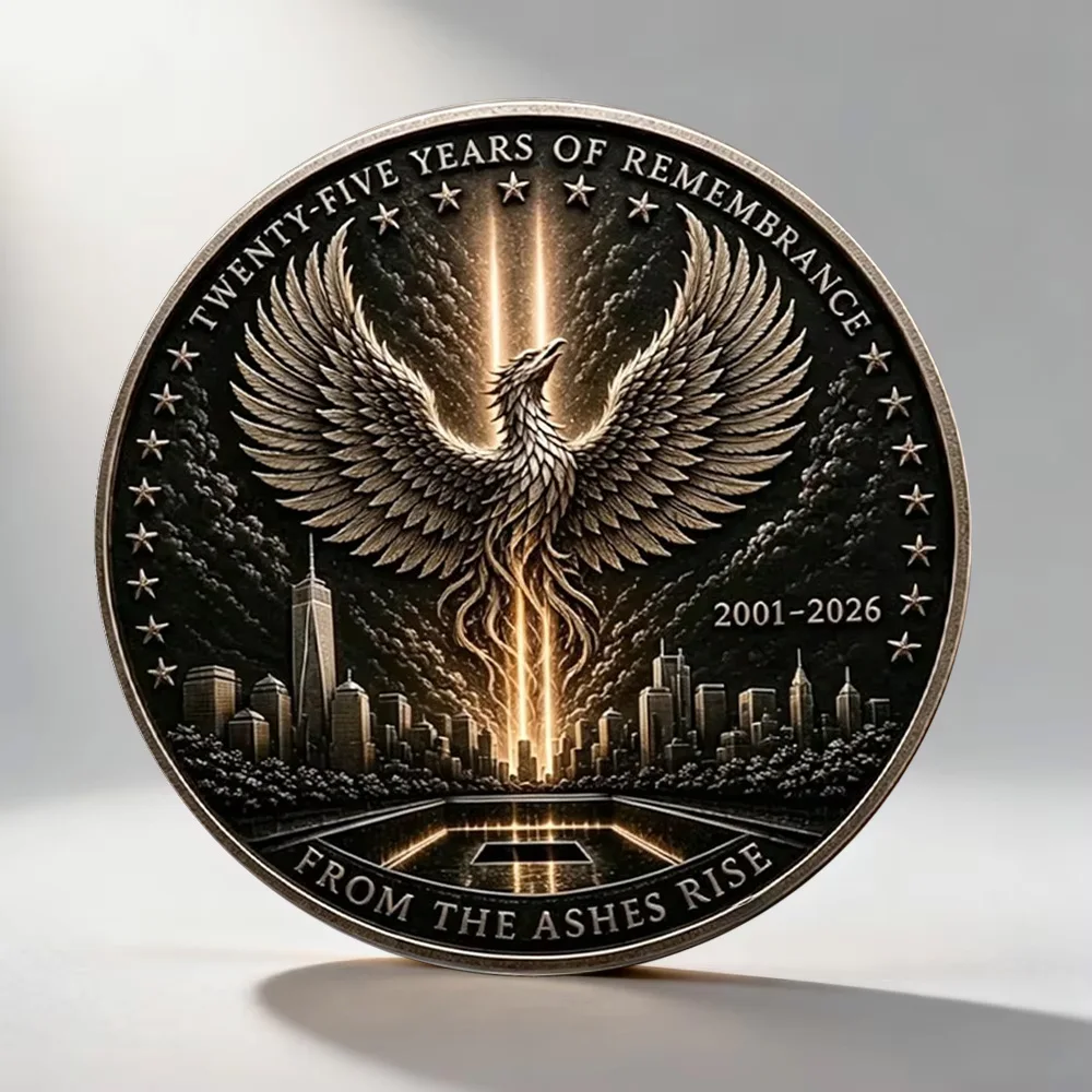 2D Flat Never Forget 9.11 Terrorist Attack Collection Coin Remember Honor Duty Bronze Plated Souvenir Coin Home Decoration