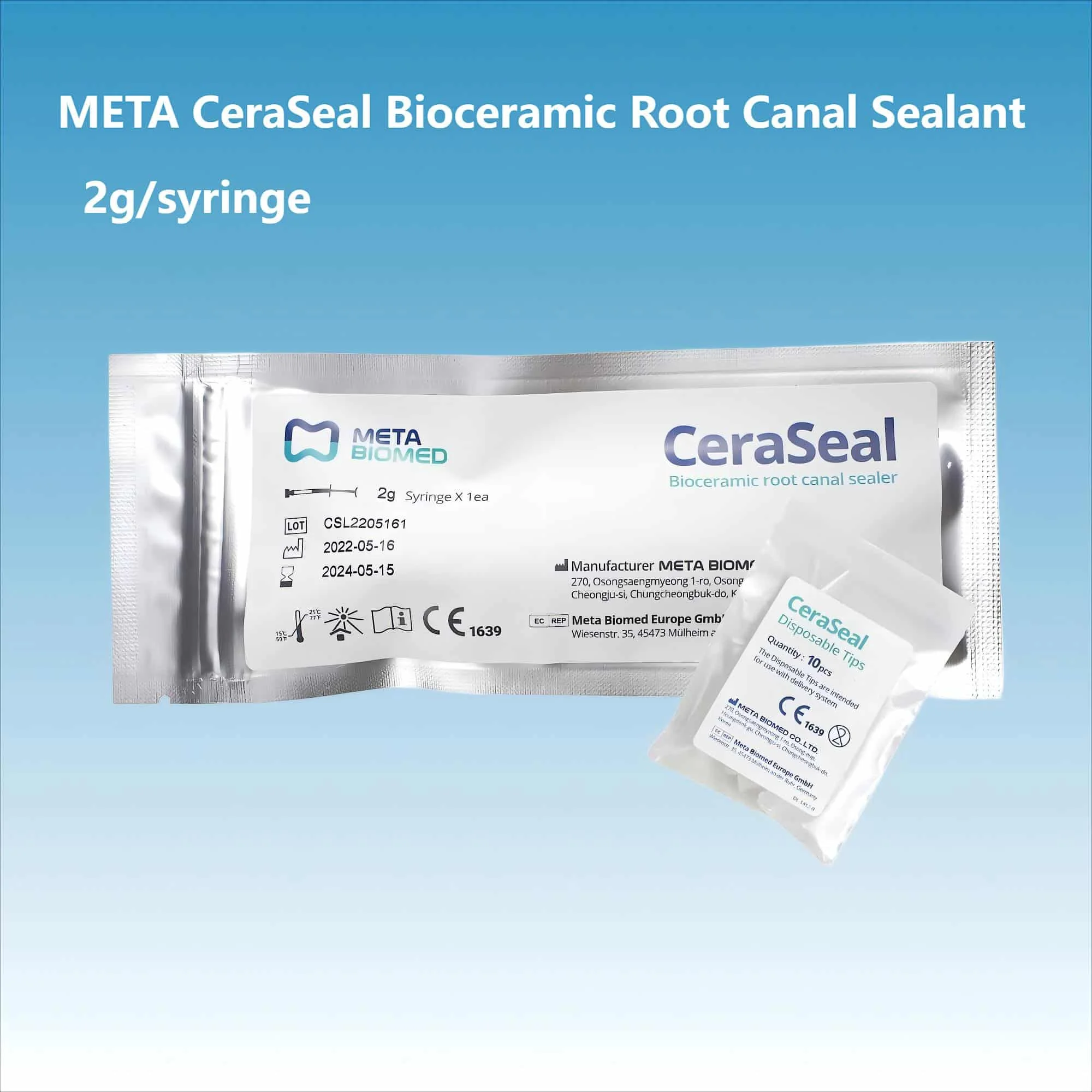Korea Meta Ceraseal Bioceramic Root Canal Sealant (Root Filling Paste), Root Canal Sealing Material, 2g/Syringe, with 10 Tips