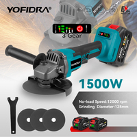 YOFIDRA 125mm Brushless Angle Grinder 3 Gears Cordless Grinding Machine Cutting Woodworking Tool Fit For Makita 18V Battery Pin