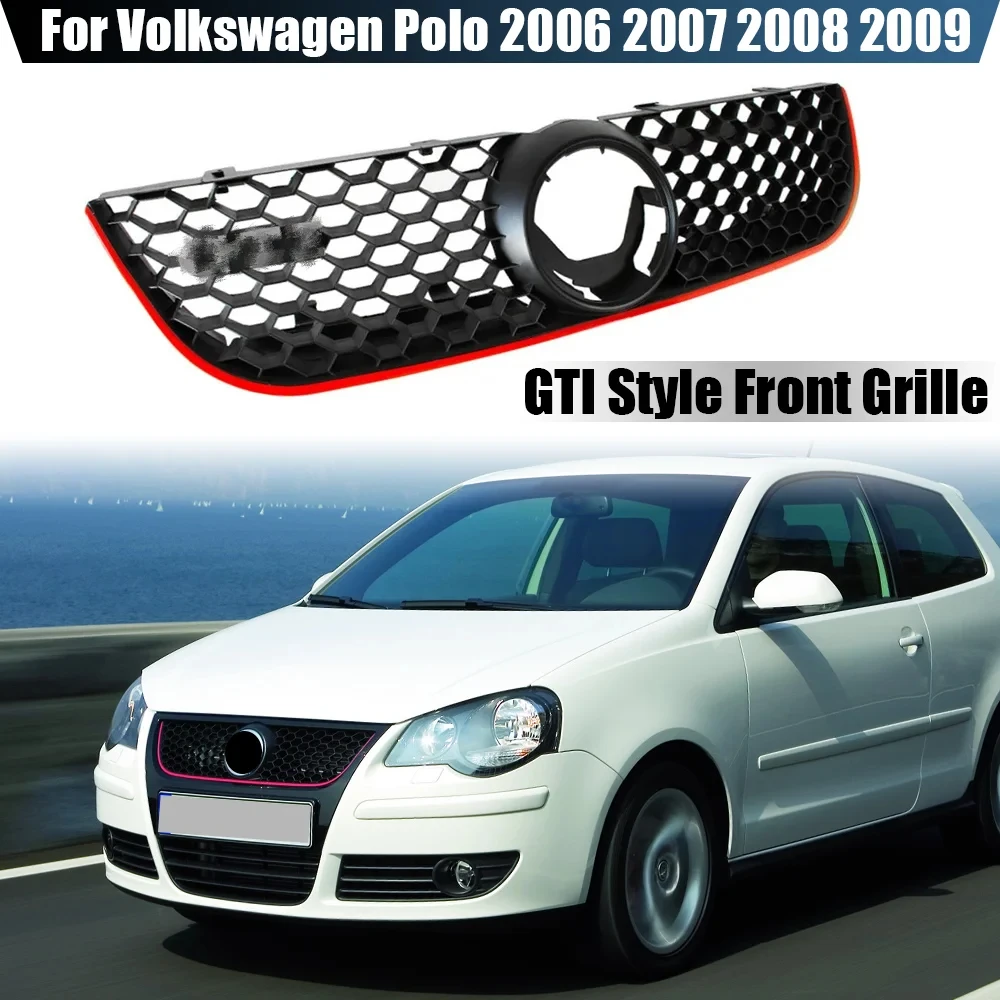 

For VW For Polo 2006 2007 2008 2009 Honeycomb Mesh Car Front Bumper Radiator Grille GTI Style Mesh Center Racing Grills