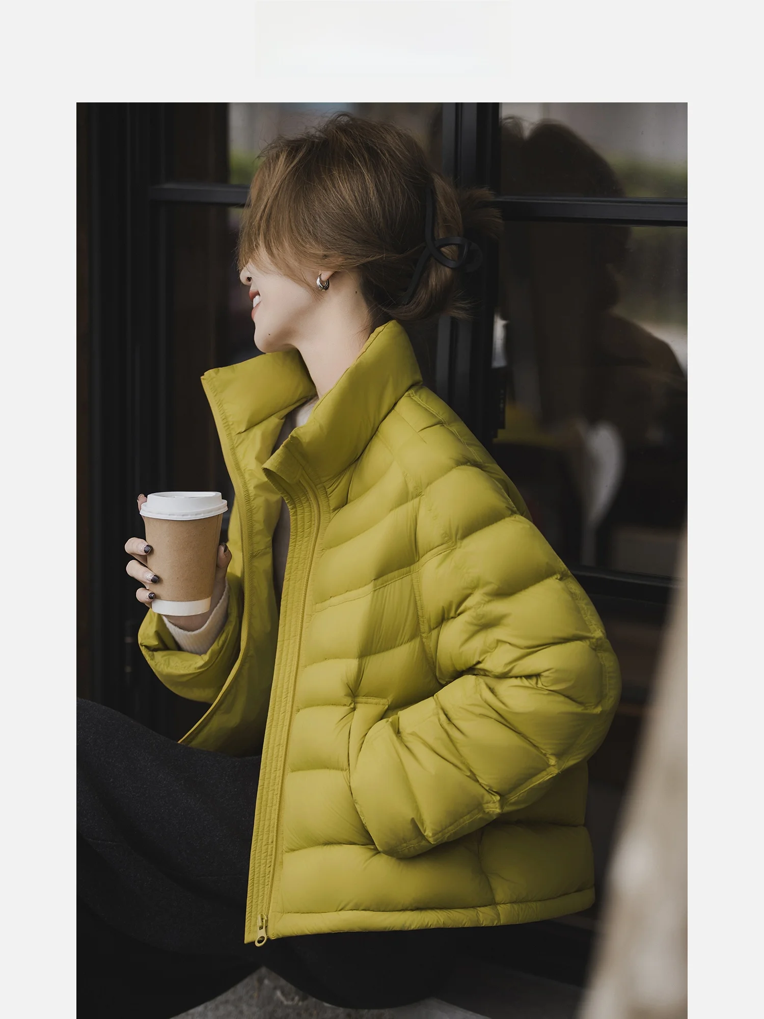 

Модная женская стеганая куртка-пуховик свободного кроя с 90% содержанием белого пуха, теплая, повседневная, утепленная, в стиле «слэшброд».