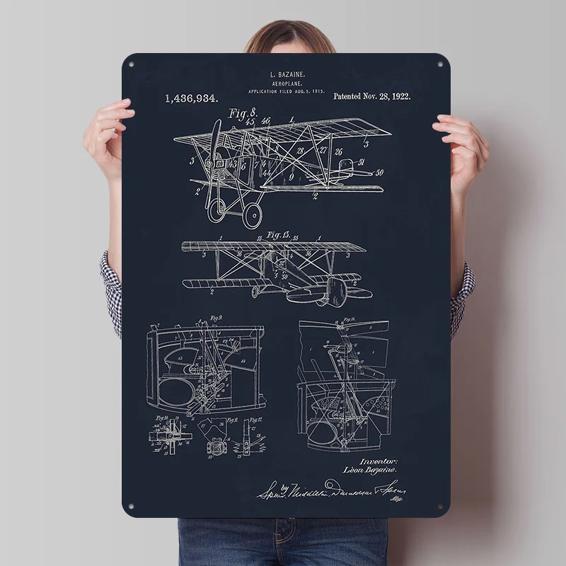1922 Aeroplane Tinplate Poster Custom Wall Art Vintage Metal Signs Retro Tin Plaque for Decoration Home Decor Items House Room