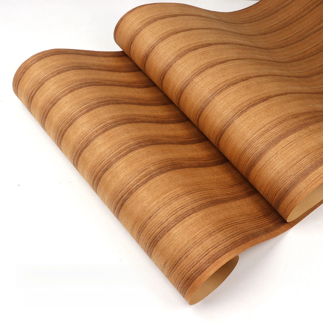58x250cm Natural Teak Straight Grain Wood Veneer For Furniture Cabinets Interior Renovation Decoration Projects