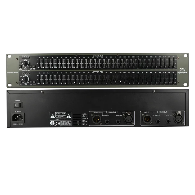 Professioneller 31-Band-Equalizer, Audio-Mixer für Heim, Bühne, Party, Karaoke, Konferenz, Klangregelungsgerät
