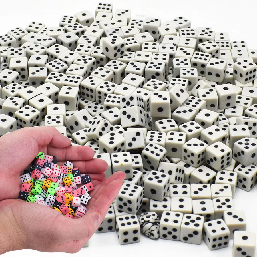 100pcs 8mm Mini Dice Square Angle Points Assorted Colors Durable Party Game Accessories for Tabletop Point Games Casino JXB