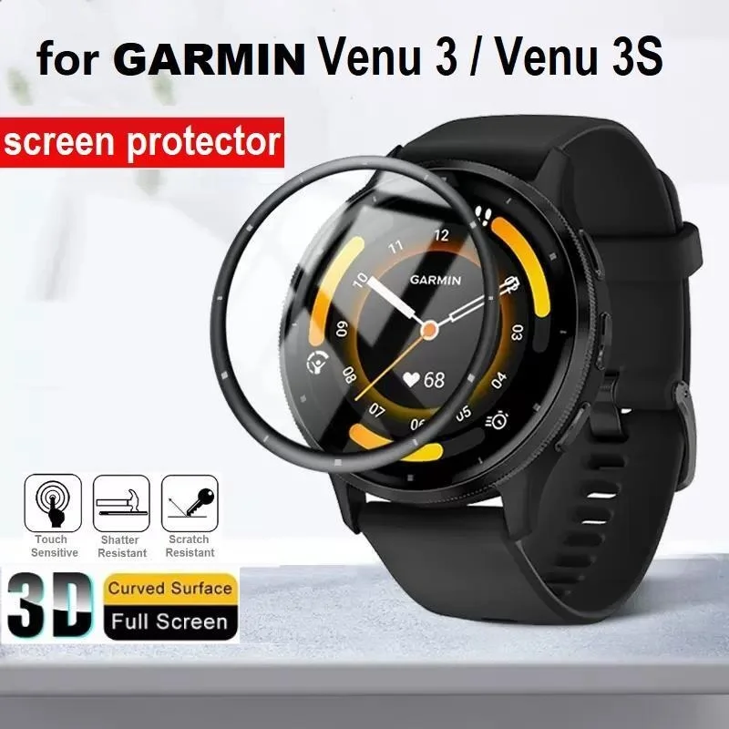 3ชิ้น3D ป้องกันหน้าจอขอบโค้งมนสำหรับ Garmin venu 3/venu สมาร์ทวอทช์ฝาครอบเต็มรูปแบบฟิล์มป้องกันนุ่มป้องกันรอยขีดข่วน