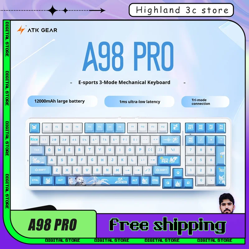 

ATK A98 PRO Mechanical Keyboard 3mode wireless Bluetooth Hot Swap A98PRO Gaming Keyboard Ergonomics Esports Custom Office Gift