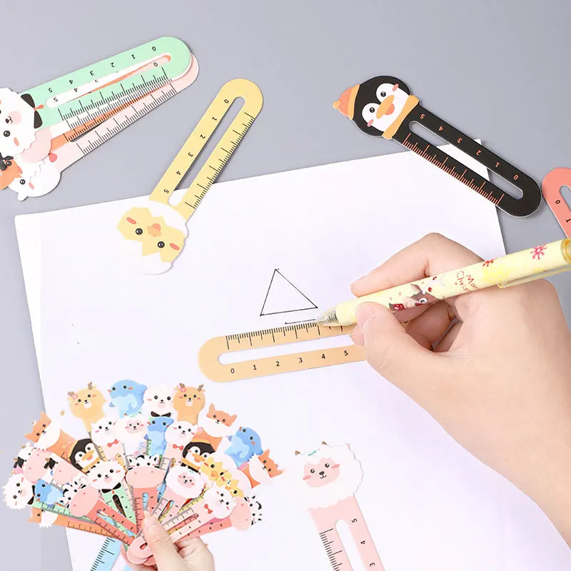 10-100Pcs/pack Cartoon Animal Bookmark Cute Bear Kitten Student Ruler Bookmark Students Supplies