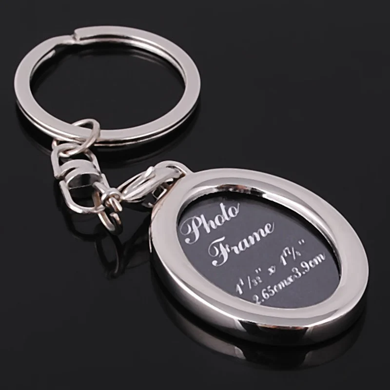 Foto-schlüsselanhänger 7 Designs Mini Kreative Metall Legierung Herz Platz Runde Oval Legen Bilderrahmen Schlüsselanhänger Llaveros Keychain – Detail 5