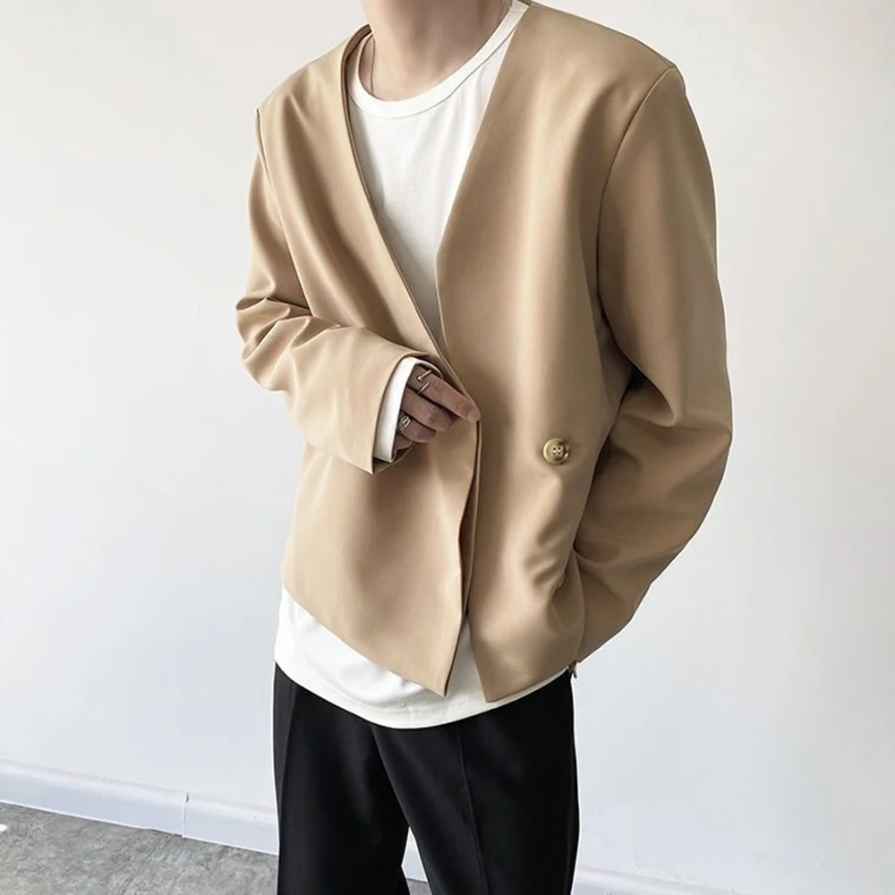 

Xs-5xl Mens Spring Jacket V-Neck Side Hem Casual Outerwear Fashion Y2k Plain Youth Outdoor Long-Sleeved Top Men'S Clothing 2026