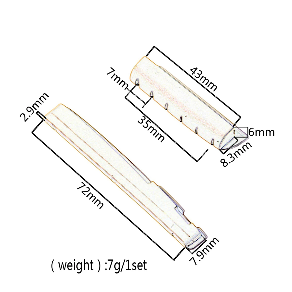 

Acoustic Bone Saddle Nut Real Oxen Durable Smooth Surface Flat Bottom Polished Craftsmanship Replacement Parts Guitar Bone