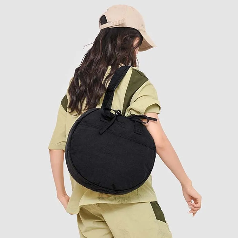 

Japanese Style Shoulder Round Bag Solid Color Oxford Cloth Large Capacity Handbag Portable Bow Casual Women Pouch Work