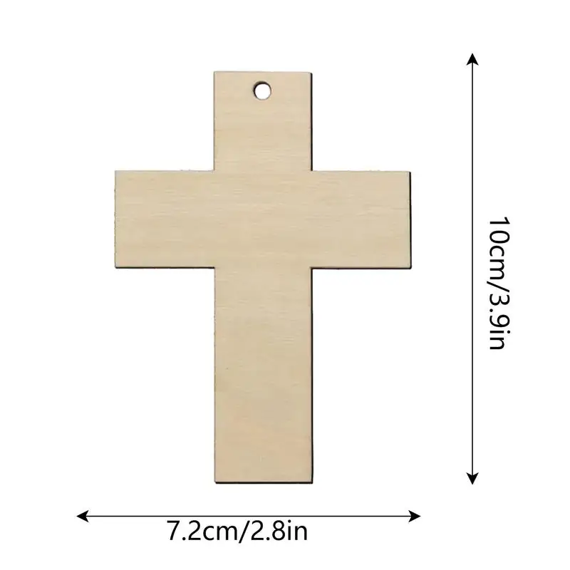 공예품용 나무 십자가, DIY 십자가 행어 장식, 미완성 십자가 모양의 나무 조각 로프, 예술 공예 장식, 10 개
